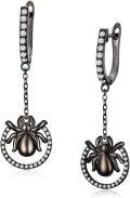 wholesale 925 Sterling Silver Spider Drop Earrings - Black & White Crystal Gothic Jewellery Gift for Her-0-0