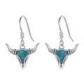 wholesale 925 Sterling Silver Turquoise Bull Head Western Drop Earrings for Women-0-0