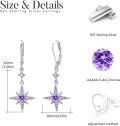 wholesale 925 Sterling Silver Star Amethyst Leverback Drop Dangle Earrings-0-2