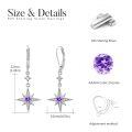 wholesale 925 Sterling Silver Purple Star Drop Earrings With Zirconia Accents-0-2