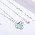 wholesale 925 Sterling Silver White Opal Heart with Angel Wings Pendant Necklaces - Elegant Fine s for Her-0-4