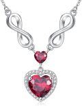 wholesale 925 Sterling Silver 12 Birthstones Infinity Heart Necklace for Women-0-0