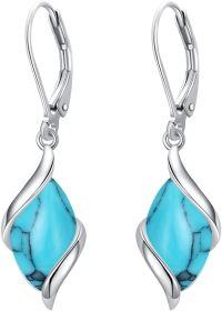 wholesale 925 Sterling Silver Tiger Eye Twist Drop Dangle Earrings for Women-Turquoise