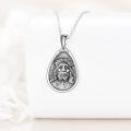 wholesale 925 Sterling Silver Teardrop Jesus Face Pendant with Crown of Thorns - Gothic Punk Style Necklace for Women and Men-0-4