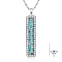 TOUPOP Silver Turquoise Bar Urn Ashes Pendant Necklace Jewelry Christmas Valentine Mothers Day Birthday Gifts for Women-undefined