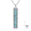 TOUPOP Silver Turquoise Bar Urn Necklace-0-0