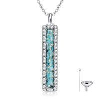 TOUPOP Silver Turquoise Bar Urn Necklace-undefined