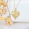 wholesale 14k Mom Heart Pendant Necklace With Cubic Zirconia-0-5