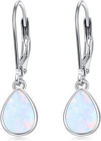 wholesale 925 Sterling Silver Teardrop Opal Drop Earrings with Leverbacks for Women-T-Opal