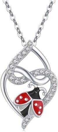 wholesale 925 Sterling Silver Infinity Love Heart Ladybug Pendant Necklace Gift for Women Wife Mom-Animal