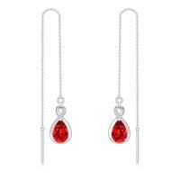 wholesale 925 Sterling Silver 12 Birthstone Infinity Threader Drop Earrings for Women-1-Jan-Garnet Red