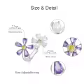 wholesale 925 Sterling Silver Natural Amethyst Adjustable Forget Me Not Flower Ring-0-5