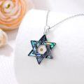 wholesale 925 Sterling Silver Abalone Shell Star of David Pendant Necklace with Compass Design-0-1