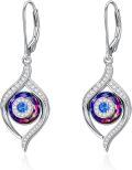wholesale 925 Sterling Silver Rainbow Mystic Topaz Evil Eye Drop Earrings for Women and Teenage Girls-0-0