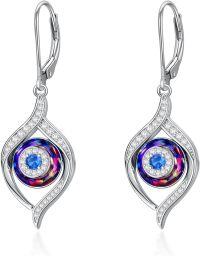 wholesale 925 Sterling Silver Rainbow Mystic Topaz Evil Eye Drop Earrings for Women and Teenage Girls-Multi