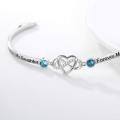 wholesale 925 Sterling Silver Blue Crystal Infinity Heart Bracelet for Daughter Friendship-0-2