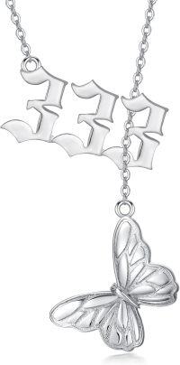 wholesale 925 Sterling Silver Angel Numbers & Butterfly Charm Y-Necklace with Chain Length Options-333