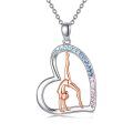 TOUPOP Sterling Silver Heart Pendant Gymnast Fashion Jewelry-0-0
