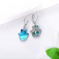 wholesale 925 Sterling Silver Metal Hamsa Tree Of Life Abalone Shell Evil Eye Dangle Earrings-0-3