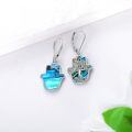 wholesale 925 Sterling Silver Metal Hamsa Tree Of Life Abalone Shell Evil Eye Dangle Earrings-0-3