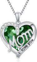wholesale  14K Gold-Plated Sterling Silver Heart Birthstone Necklace for Mom-0-0