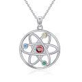 wholesale 925 Sterling Silver Atom Pendant Necklace with Colorful Stones for Nurses and Scientists Inspiring Gifts-0-0