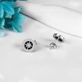 wholesale 925 Sterling Silver Compass Stud Earrings with Black and White Elements for Men-0-3