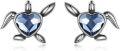 wholesale 925 Sterling Silver Turtle Heart Blue Crystal Stud Earrings for Women-0-0