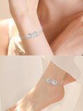 wholesale 925 Sterling Silver Heart Love Infinity Charm Adjustable Chain Ankle Bracelet-0-3