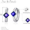 wholesale 925 Sterling Silver Crystal Square Hoop Earrings for Women Men Birthstone Huggie Fashion Jewelry-0-3