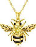 wholesale 925 Sterling Silver CZ Gold Plated Honeycomb Bee Pendant Necklace s for Women Girls Wife-0-0