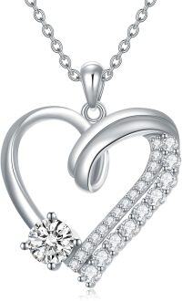 wholesale 925 Sterling Silver 925 Cubic Zirconia Heart Pendant Necklace for Women-Diamond Heart Necklace