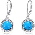 wholesale Sterling Silver Lapis Turquoise Larimar Opal Black Pearl Dangle Earrings-0-25