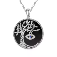 TOUPOP Sterling Silver Tree Of Life Pendant Necklace with Black Agate Jewelry Christmas Valentine Mothers Day Birthday Gifts for Women Her Wife Girlfriend Mom-undefined