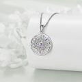 wholesale 925 Sterling Silver Evil Eye Lotus Flower Chakra Pendant Necklaces for Women Girls  45cm Chain Length-0-5