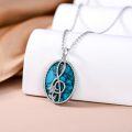 wholesale 925 Sterling Silver Turquoise Stone Musical Note Pendant Necklace with Chain - Music  for Him Her-0-1