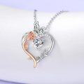 wholesale TOUPOP April Birthstone Necklace 925 Sterling Silver Rose Heart Diamond Necklace Heart Butterfly Pendant Necklace Jewelry Anniversary Birthday Christmas Gifts For Women Her Wife Girlfriend Mom -0-3