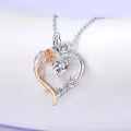 TOUPOP Sterling Silver Diamond April Birthstone Rose Heart Butterfly Pendant Necklace-0-3