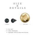 wholesale 925 Sterling Silver Round Black Onyx Stud Earrings - Hypoallergenic Punk Gothic Jewelry for Women and Men-0-9