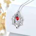 wholesale 925 Sterling Silver Bat Heart Red Crystal Pendant Necklace for Women Men Gifts-0-4