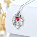 wholesale 925 Sterling Silver Bat Pendant Necklace With Red Heart Crystal And Zircon Wings-0-4