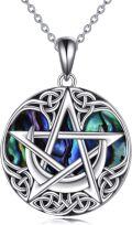 wholesale 925 Sterling Silver Abalone Shell Pentagram Necklace - Wiccan Celtic Jewelry for Women-0-0