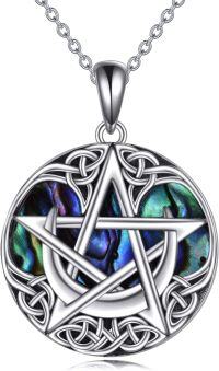 wholesale 925 Sterling Silver Abalone Shell Pentagram Necklace - Wiccan Celtic Jewelry for Women-pentagram necklace
