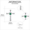 wholesale 925 Sterling Silver Heart-Shaped Green Stone Twist Cross Pendant Necklace for Women-0-4