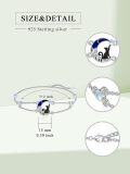 wholesale 925 Sterling Silver Black Onyx Adjustable Bracelet with Moon and Cat Design-0-7