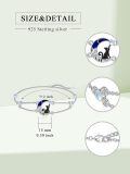 wholesale 925 Sterling Silver Black Onyx Adjustable Bracelet with Moon and Cat Design-0-7