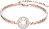 wholesale TOUPOP Sister Bracelet 925 Sterling Silver Created Opal Bangle Bracelets For Women Always My Sister Forever My Friend Gifts For Sisters Birthday Anniversary -undefined