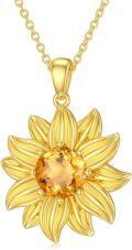 wholesale Gold 925 Sterling Silver Citrine Sunflower Pendant Necklace for Women - You're My Sunshine -0-0