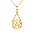 wholesale 14k Gold Teardrop Necklace Wholesale With Lotus Design And Lab Diamond-0-0