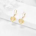 wholesale 14K Gold Heart Filigree Drop Earrings with Leverbacks - Elegant Fine  for Women-0-2